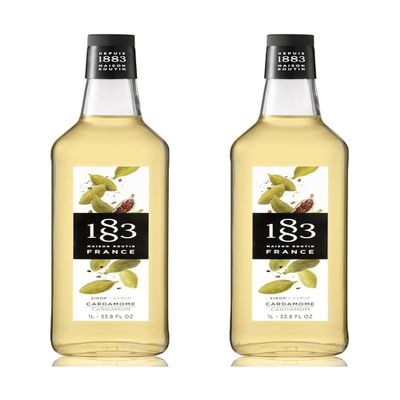 1883 Maison Routin Cardamom Syrup, 1 Liter Glass Bottle (Pack of 2)