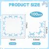 100 Blue Bow Paper Napkins Coquette Cute Disposable Party Napkins 6.5" Scalloped Edge White Blue Hand Towels for Birthday Bridal Bachelorette Party Supplies view 2