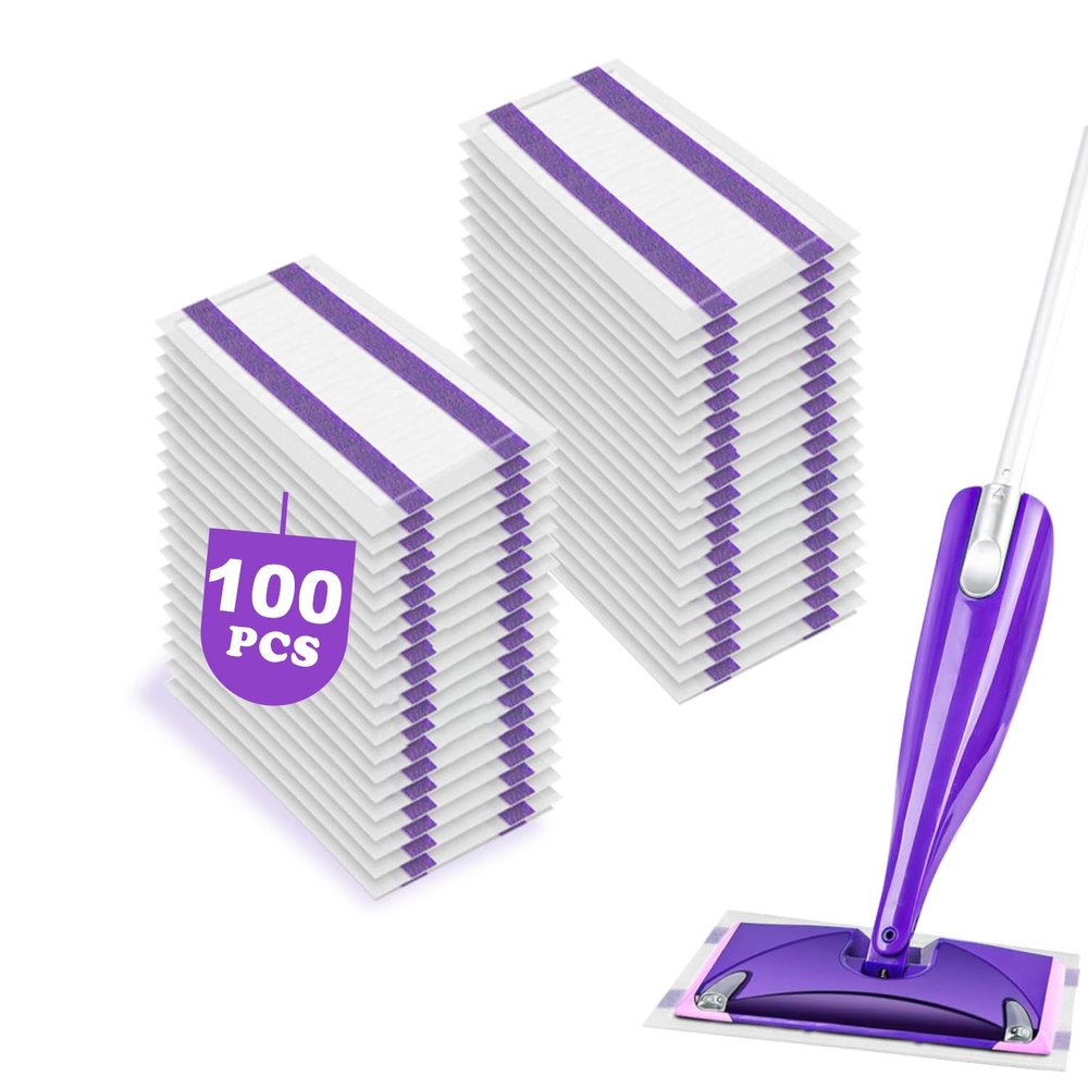100 Pack Disposable WetJet Pads Refills for Swiffer Wet Jet Mop - Multi-Surface Floor Cleaning Mop Pads, Compatible with Swiffer Wet Pads Refill, 4 Layers Thickened & Durable | Heavy-Duty Absorbent