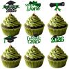 SHELEMB 48PCS Graduation Themed Cupcake Toppers for 2026, 6 Styles Cake Topper, Perfect for Decorating Party and Family Celebrations - Green view 1