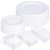 Sylans 250PCS White Disposable Plates White Plastic Plates for 50 Guests view 1