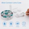 BKXHQMEDF Teal Grey Printed Travel Contact Lens Case,Portable Contact Lens Container Soak Storage Kit With Mirror for Travel Office Daily view 3