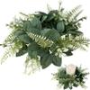 10 Inch Artificial Candle Rings Wreaths with Eucalyptus Leaves Long Lasting Low Maintenance Silk Greenery Garland for Table Centerpieces Candle Holder view 1