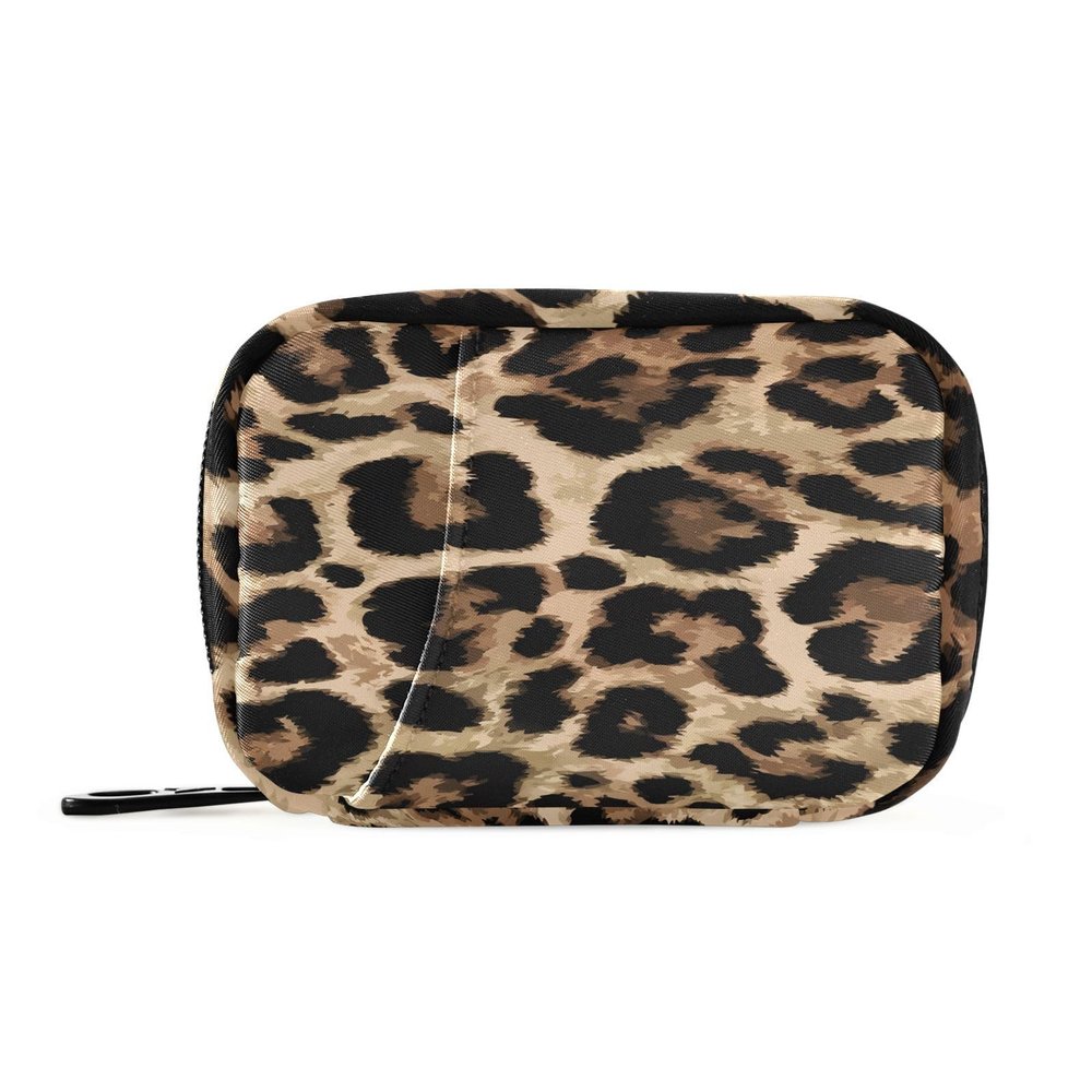 Bolaz Weekly Medicine Pill Organizer Travel Pill Case Box Holder Container Small for Vitamin Supplement-Brow-Black Leopard Print