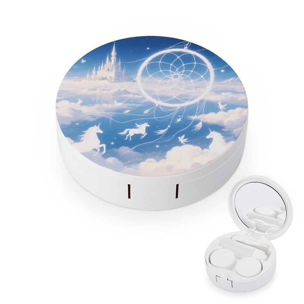 BKXHQMEDF Fantasy Dream Catcher Printed Travel Contact Lens Case,Portable Contact Lens Container Soak Storage Kit With Mirror for Travel Office Daily
