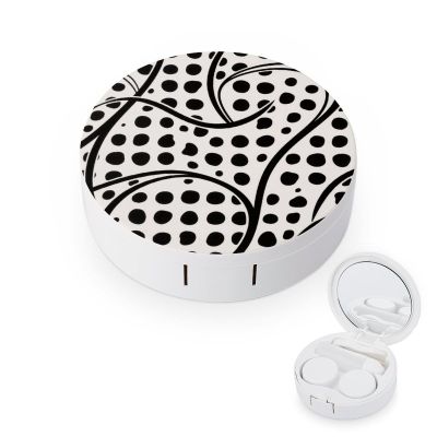 BKXHQMEDF Black And White Cow Print Printed Travel Contact Lens Case,Portable Contact Lens Container Soak Storage Kit With Mirror for Travel Office Daily