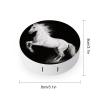BKXHQMEDF White Horse Black Printed Travel Contact Lens Case,Portable Contact Lens Container Soak Storage Kit With Mirror for Travel Office Daily view 2