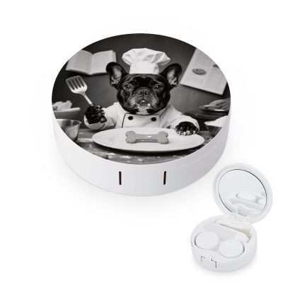 BKXHQMEDF Funny Dog Printed Travel Contact Lens Case,Portable Contact Lens Container Soak Storage Kit With Mirror for Travel Office Daily