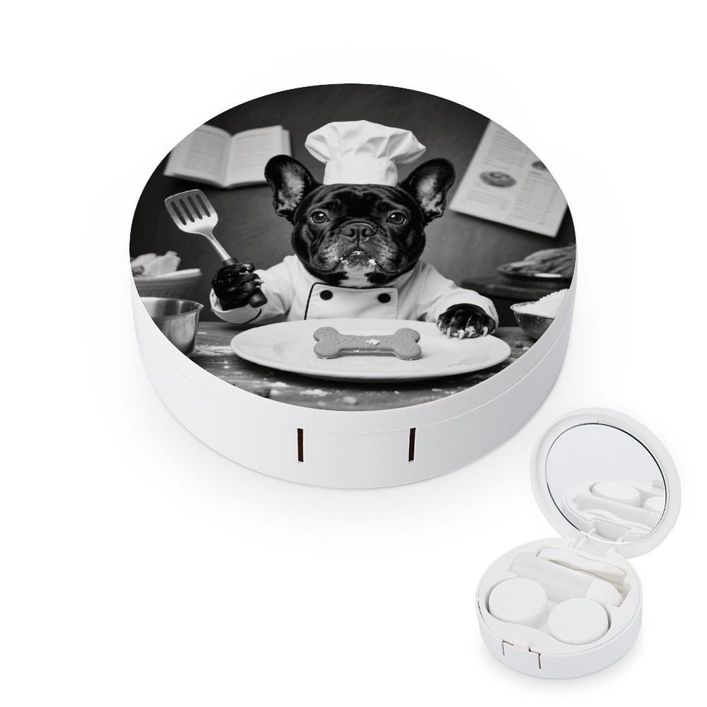 BKXHQMEDF Funny Dog Printed Travel Contact Lens Case,Portable Contact Lens Container Soak Storage Kit With Mirror for Travel Office Daily
