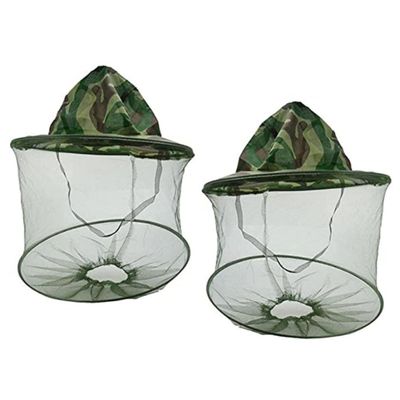 Beekeeper Mask - Beekeeper Hat Veil Mask Anti Bee Mosquito Bug Fly Hat Face Protection Equipment with Net Mesh for Outdoor Fishing Camouflage 2PCS