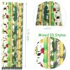 100 Pcs Mixed 10 Styles Wild Charm Paper Straws, Forest Woodland Jungle Green Brown Black Tree Leaf Birch Wood Grain Bamboo Palm Cactus Flower Party Drinking Straws, Safari Picnic BBQ Cake Pop Sticks view 3