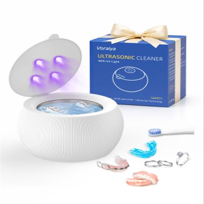 Voraiya Gentle Deep Dental Cleaning Pod Ultrasonic Retainer Cleaner With UVCMouth Guard Retainer Cleaner Machine for Dentures, Aligner, Braces, Home & Personal Use One Button Elder-Friendly