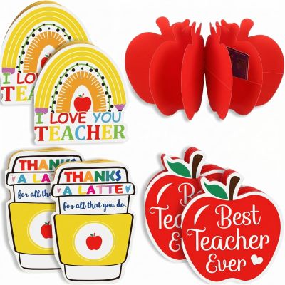 6 Sets Teacher Gift Card Holders Thank You Teacher Card Holder Money and Gift Cards Sleeves with 5 Slots for Teachers Appreciation Week End of Year Preschool Kindergarten Graduation Gifts