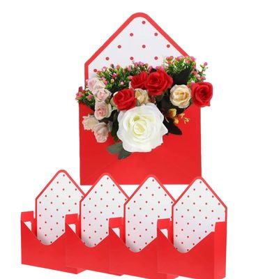 4 Pcs Valentine Envelope Boxes4 Pcs, 2026 New Valentine Envelope Gift Box, Hand Folding Flower Storage Box for Festival Party Decoration (Red)