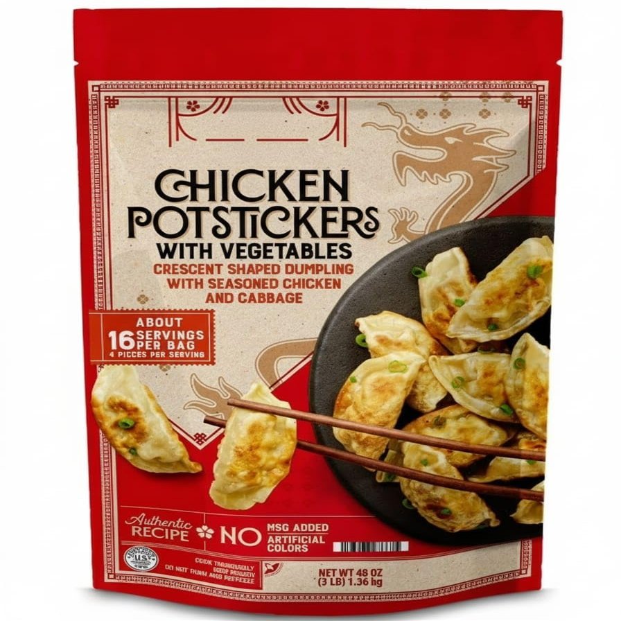 Chicken Potstickers with Vegetables , Authentic Asian recipe with seasoned chicken, cabbage, and fried shallots , Chicken Potstickers with Vegetables are crafted from a time-honored recipe, bringing you the rich flavors and textures of authentic Asia