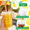 155 Pcs Lemonade Stand Supplies include 2 Pack 3.4 Gallon Drink Dispenser with Spigot,50 Sets 12oz Lemonade Disposable Cup with Lids Straws and Lemonade Banners, Blackboard view 4