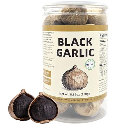Black Garlic 8.82 Oz (250g) Whole Fermented 90 Days, Non-GMO, High Antioxidants, Ready to Eat Healthy Snack