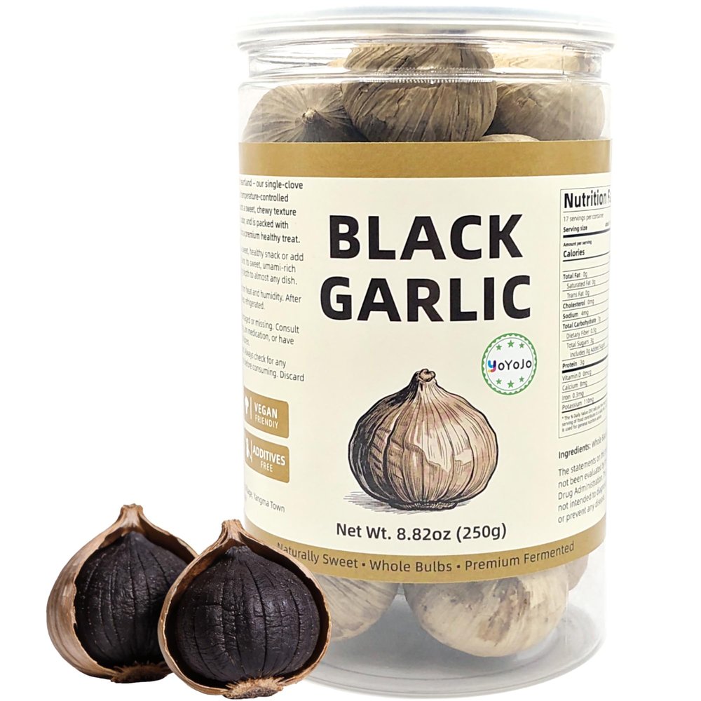 Black Garlic 8.82 Oz (250g) Whole Fermented 90 Days, Non-GMO, High Antioxidants, Ready to Eat Healthy Snack