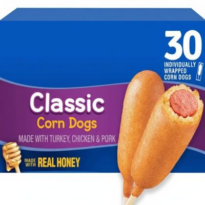 Classic Corn Dogs with traditional batter Frozen, Batter is made with real honey, Quick and easy to prepare snack 30 ct. 5 pound