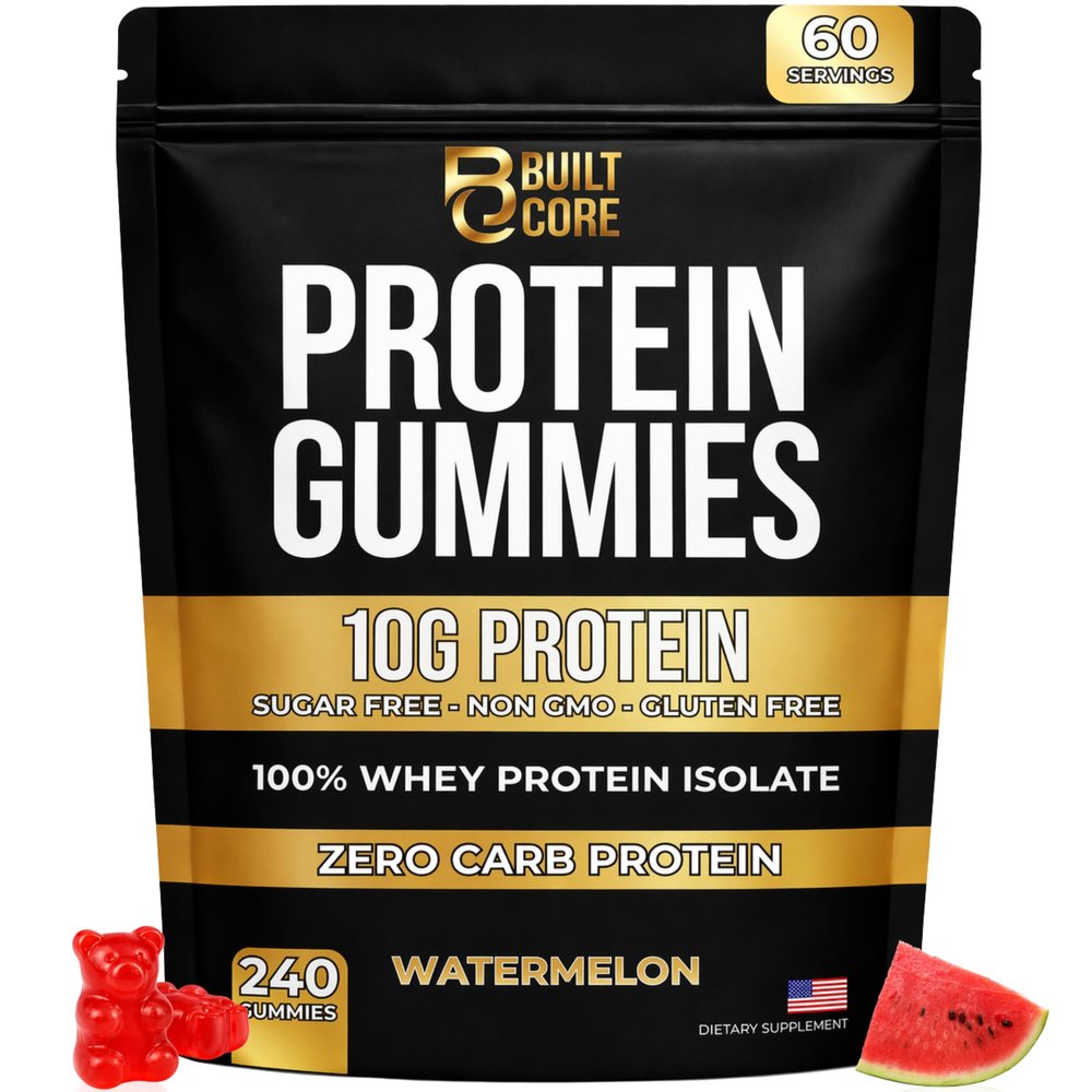 BuiltCore Whey Isolate Protein Gummies 10g Per Serving 240 Count (2 Month Supply) Sugar Free High Protein Snack Low Carb & Gluten Free for Men & Women