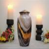 Ocean Swirl Cremation Urn for Human Ashes: Green, Gray, Blue, Golden Design | Handcrafted Adult Memorial Urn | Large 10.5" (Grey) view 2
