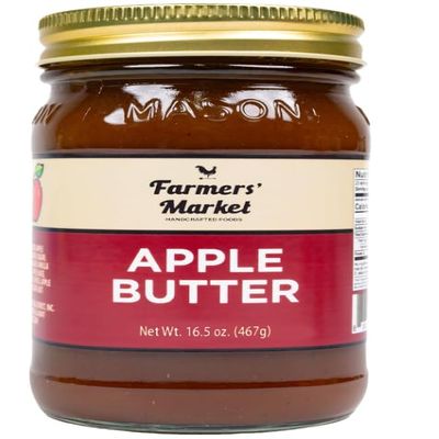 Farmers Market Apple Butter, 16oz Mason Jar Old-Fashioned Fruit Spread, Slow Cooked Homestyle, Gourmet Breakfast & Baking Spread