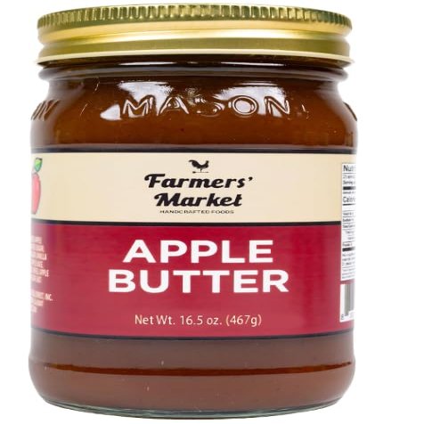 Farmers Market Apple Butter, 16oz Mason Jar Old-Fashioned Fruit Spread, Slow Cooked Homestyle, Gourmet Breakfast & Baking Spread