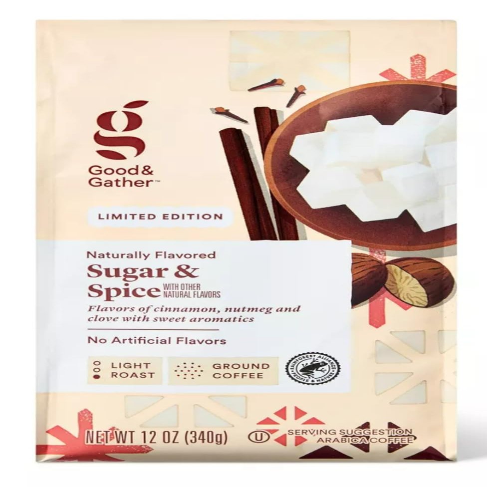 Naturally Flavored Sugar & Spice Good & Gather Light Roast Ground Arabica Coffee, Limited Edition, 12oz Bag