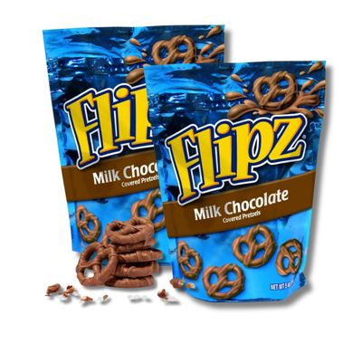 Flipz Fudge Covered Pretzels - Pack of 2 - Milk Chocolate - 5 oz. Bags