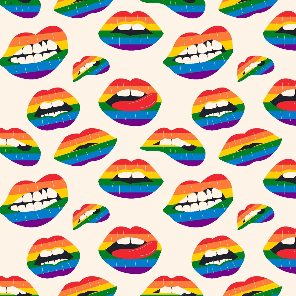 Rainbow Color Lipstick Bighting Lip Pattern Edible Image Photo Cake Border Strips 3 Pre Cut Strips Per Sheet 2.6 x 10.5"