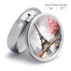 Small Oil Painting Eiffel Tower Pill Box 3 Compartments Pill Case Portable Travel Medicine Organizer Round Mini Medicine Container Holder Fits in Pocket for Vitamin Fish Oil view 2