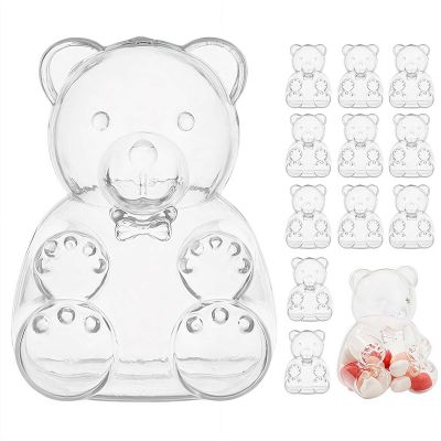 12PCS Cute Bear Shaped Candy Boxes, Large Bear Containers Clear Plastic, Reusable Holiday Candy Gift Box, for Tree Dcor, Candys, Crafts & Party Favors for Valentine's Day, Gifts & Party Decor