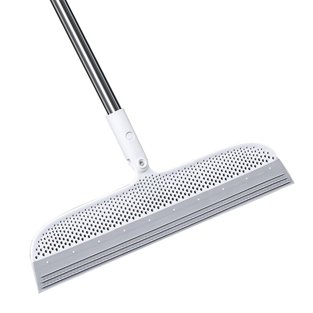 Floor Squeegee Broom, 50.8" Extra-Long Handle Rubber Cleaner for Pet Fur, Carpets, Hard Floors, Bathrooms, Windows & Liquid Messes