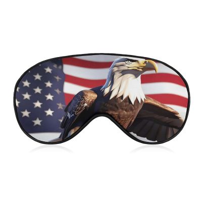 Bald Eagle with American Flag Sleep Mask Light Block-Out Eye Mask for Side Sleeper Pressure-Free Soft Night Blindfold with Adjustable Strap Breathable Sleep Eye Cover for Travel