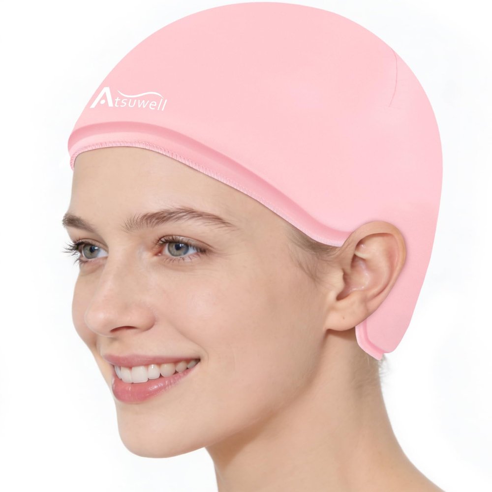 Atsuwell Large Cold Cap for Chemotherapy, Chemo Cooling Cap for Head Discomfort and Stress, Reusable Chemo Head Ice Pack for Women and Men, Pink