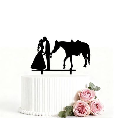 Wedding Cake Toppers Bride And Groom Farmer Southern Style Cake Decor Rustic Horse Wedding Cake Topper Black Silhouette