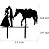 Wedding Cake Toppers Bride And Groom Farmer Southern Style Cake Decor Rustic Horse Wedding Cake Topper Black Silhouette view 2