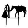Wedding Cake Toppers Bride And Groom Farmer Southern Style Cake Decor Rustic Horse Wedding Cake Topper Black Silhouette view 3