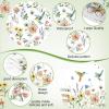 Layhit 202 Pcs Floral Hummingbird Party Decoration Serve 50 Wildflower Hummingbird Butterfly Paper Plates Napkins Cups Tablecloth for Garden Picnic Baby Shower Birthday Wedding Spring Party view 2