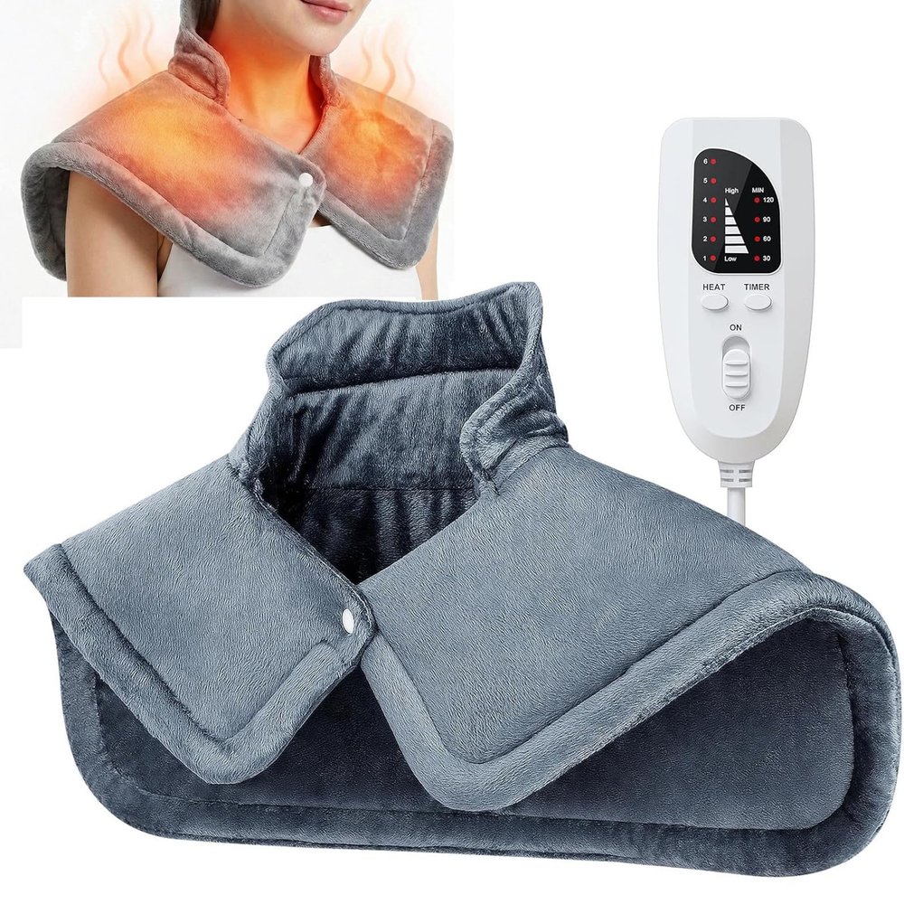 Heating Pad - 6 Heat & 4 Timer Electric Wrap for Deep Muscle Relief in Neck, Shoulder, Back | Machine Washable & Reusable(Style-1,SN-L)