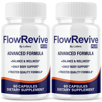 (2 Pack) Flow Revive Capsules, FlowRevive Pills Advanced Premium Prostate Supplement Health Support Formula Vitamins for Men Urinary Function, Comfort, Flow & Balance All Natural Ingredients (120 ct)