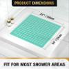 HITSLAM Shower Mat Anti Slip, Square Bath Mat for Tub Non Slip with Suction Cups and Drain Holes, 21x21 Inch Bathroom Shower Stall Floor Mat, Machine Washable, Soft on Feet, Green view 2