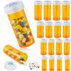 SenseYo 16 Pack Empty Plastic Medicine Pill Bottles Case Organizers with Child Resistant Cap 6/8/13/16 Dram Small and Large Prescription Medicine Containers Vials Dispenser Push Down and Turn view 1