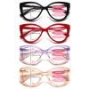 CLASAGA Progressive Multifocus Reading Glasses for Women Blue Light Blocking Spring Hinge Computer Multifocal Cat Eye Readers(4 Mix Color, 1.0, x) view 1