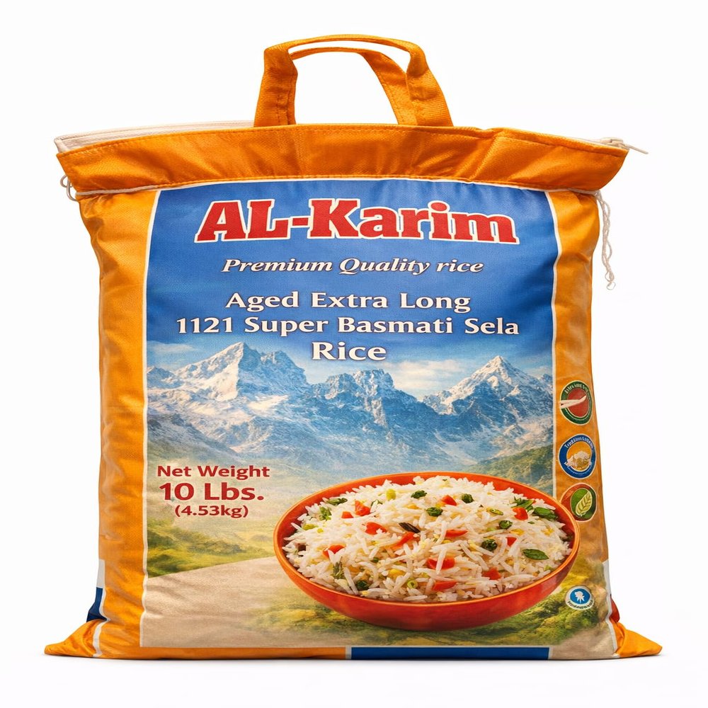 AL-Karim Premium Aged Extra Long 1121 Super Basmati Sela Rice, Naturally Aromatic Long-Grain Rice (10 Pound)