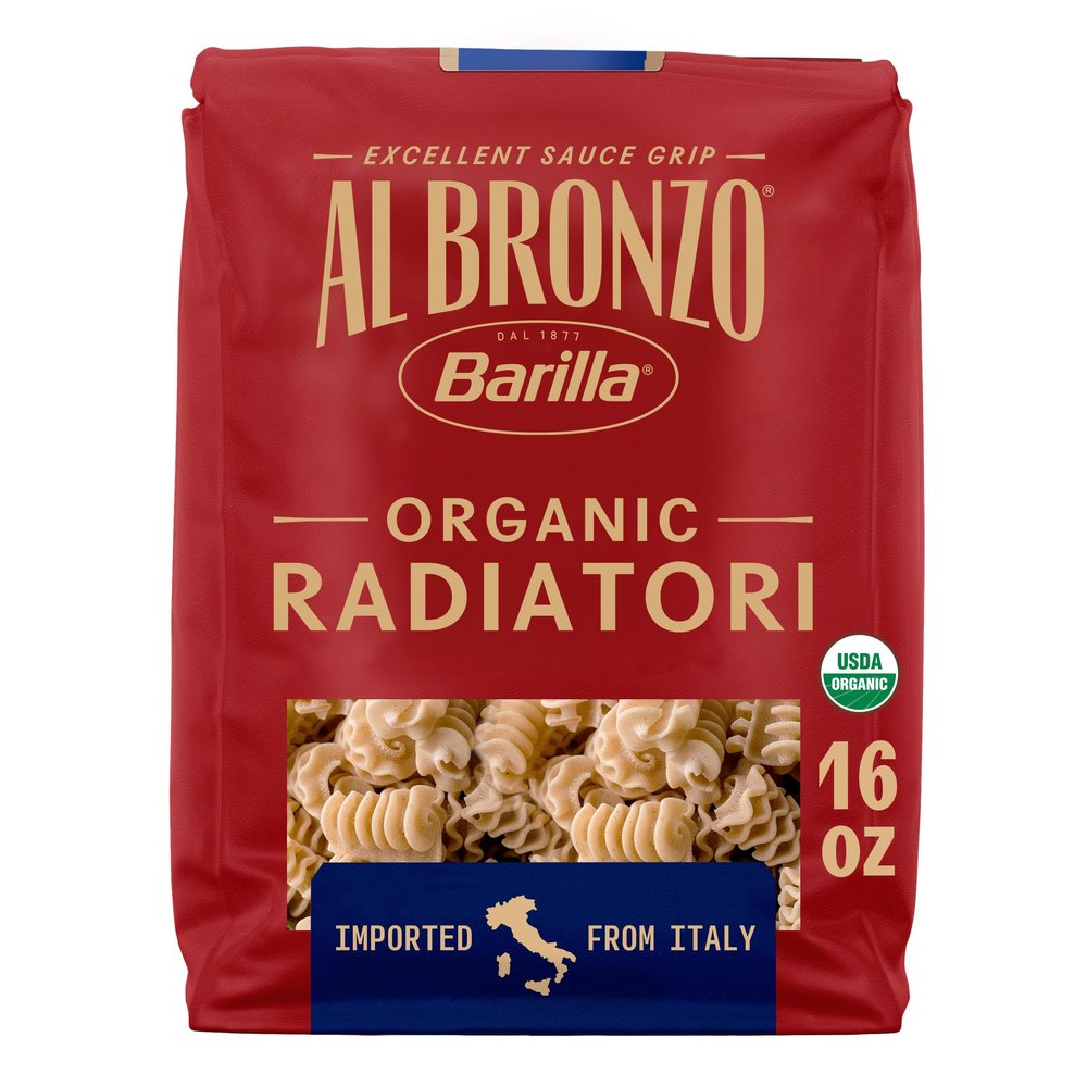 Al Bronzo by Barilla Organic Radiatori Pasta (16 oz.), Bronze Cut Pasta Created from High Quality Organic Durum Wheat, Imported From Italy, Non-GMO, Kosher