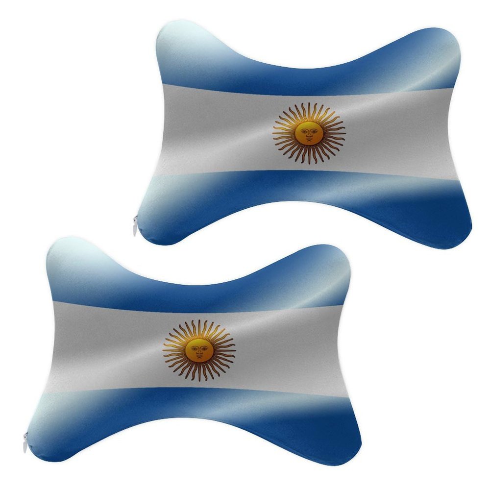 SESLFLKPJK Car Headrest Protect Neck Pillow Neck Pain Relief Cervical Support Flag of Argentina Travel Sleeping Headrest Cushion for Driving Travel Car