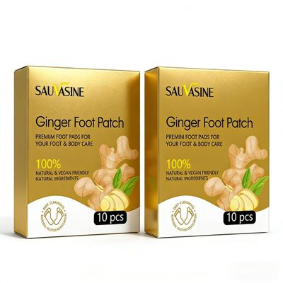 Ginger Foot Patch (2 Boxes, 20 Pcs Total) - 100% Natural Foot Pads with Mugwort & Bamboo Vinegar - Vegan Foot Care for Relaxation, Restful Sleep & Daily Vitality