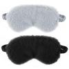 2 Pcs Plush Sleep Eye Mask Cute Soft Sleeping Blindfold Adjustable Furry Nap Eye Cover Night Comfortable Faux Fur Eyeshade for Plane Game Winter Men Women Gift