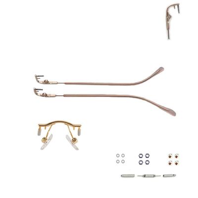 1 Pair Metal Frame Arms Rimless Glasses Legs and Nose Bridge Glasses Replacement Temple Eyewear Frame Temple